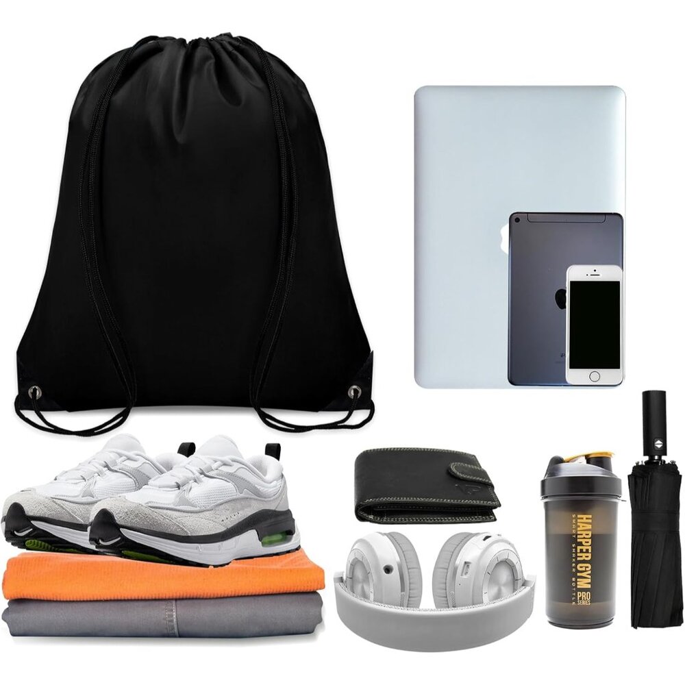 Stylish 10pcs Black Drawstring Backpack Bulk - Pe… - image 3